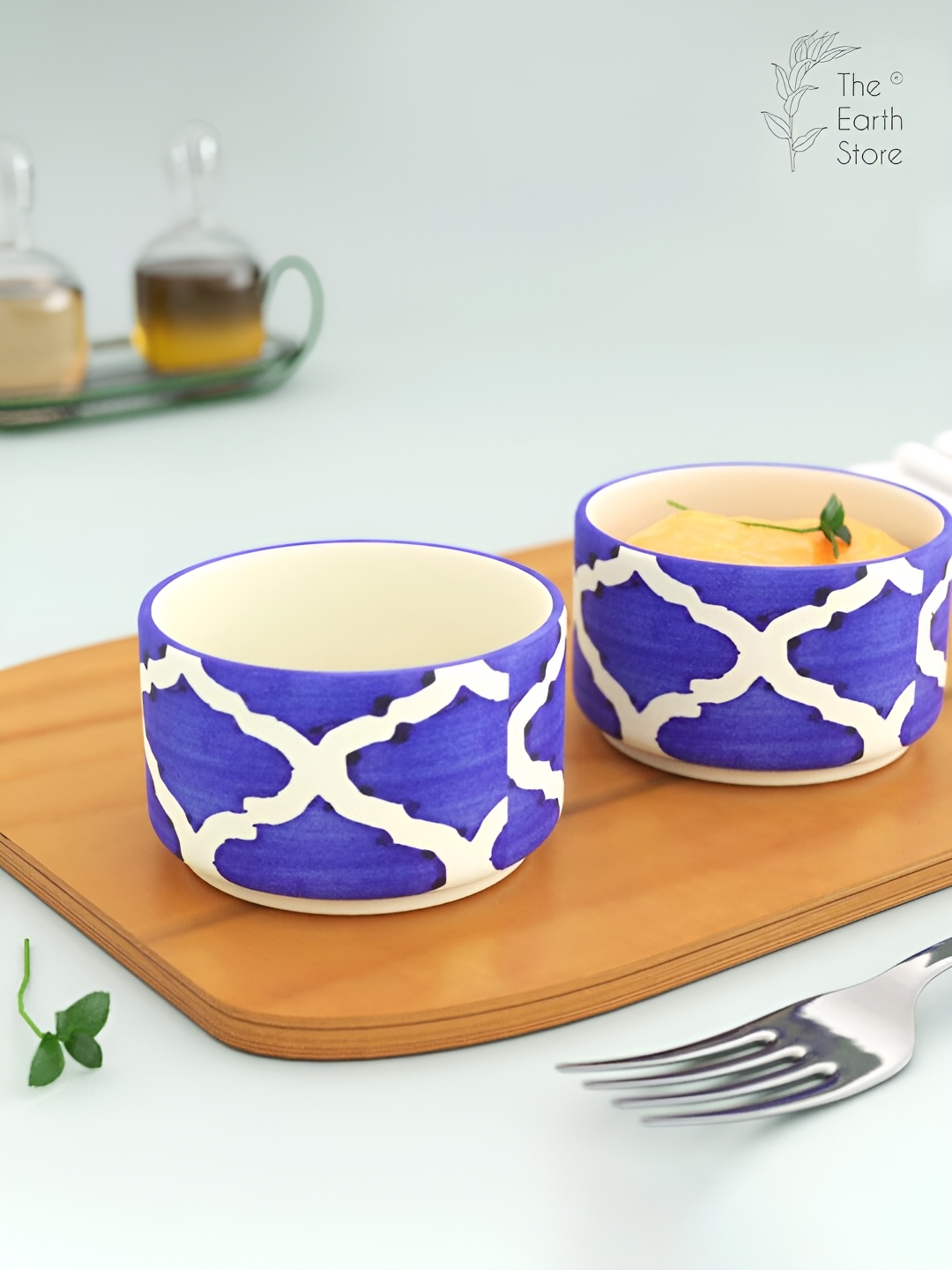 The Earth Store Moroccan Blue & White Ceramic 2 Pieces Microwave Safe Dip Bowls 90 ml Each
The Earth Store Moroccan Blue & White Ceramic 2 Pieces Microwave Safe Dip Bowls 90 ml Each