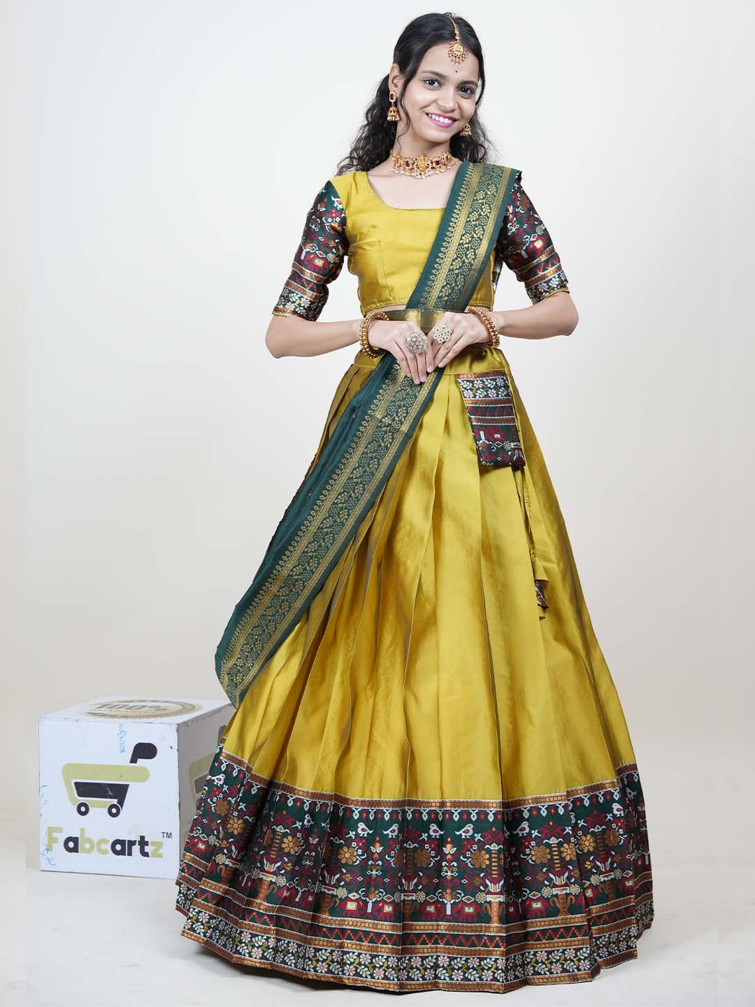 Fabcartz Woven Design Semi-Stitched Lehenga & Unstitched Blouse With Dupatta, Yellow
Fabcartz Woven Design Semi-Stitched Lehenga & Unstitched Blouse With Dupatta, Yellow