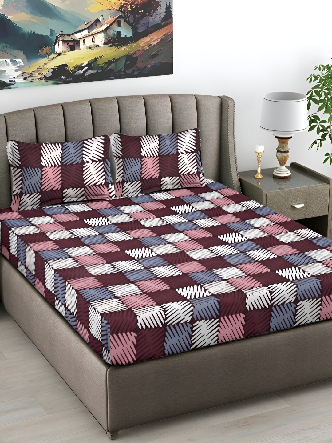 FABINALIV White & Grey Geometric Print 300 TC King Size Bedsheet & 2 Pillow Covers
FABINALIV White & Grey Geometric Print 300 TC King Size Bedsheet & 2 Pillow Covers