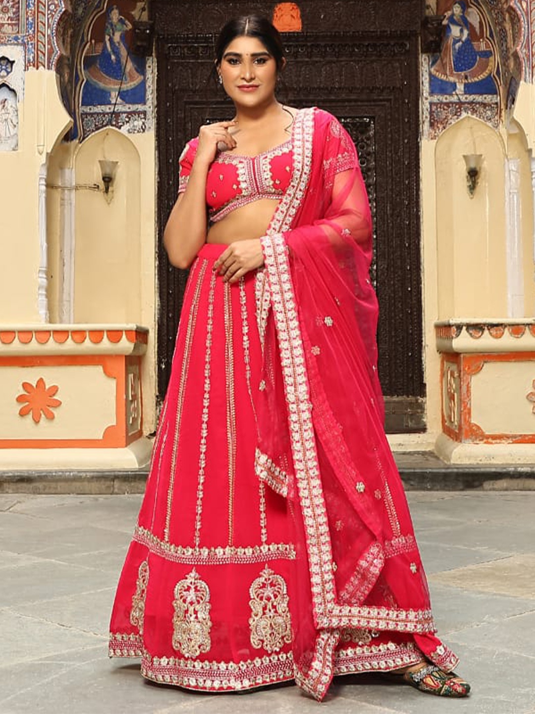 Rujave Embellished Thread Work Semi-Stitched Lehenga & Unstitched Blouse With Dupatta, Pink
Rujave Embellished Thread Work Semi-Stitched Lehenga & Unstitched Blouse With Dupatta, Pink