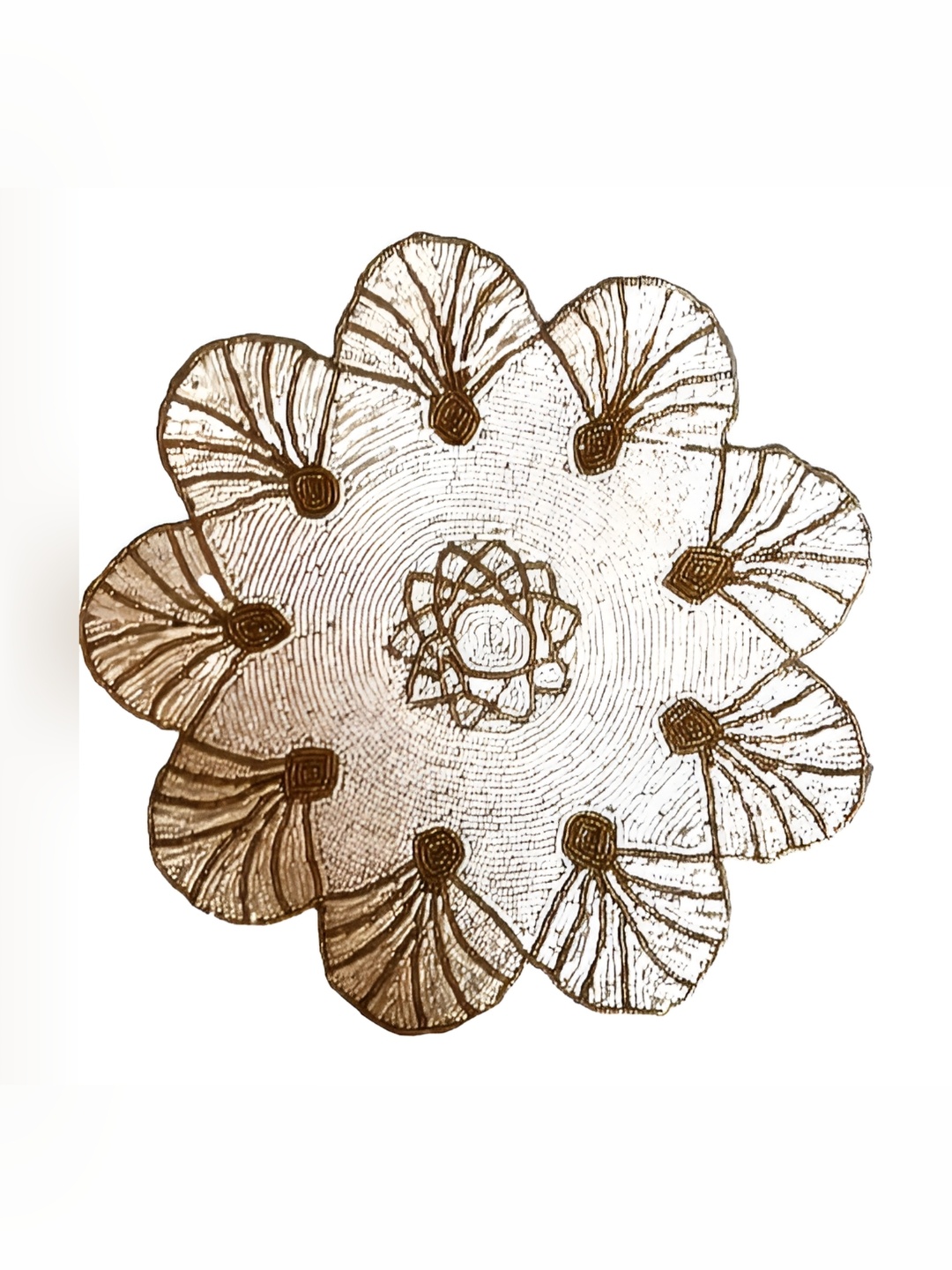YWULY White & Gold Toned Embellished Glass-Beaded Floral-Shaped Dining Table Placemat
YWULY White & Gold Toned Embellished Glass-Beaded Floral-Shaped Dining Table Placemat
