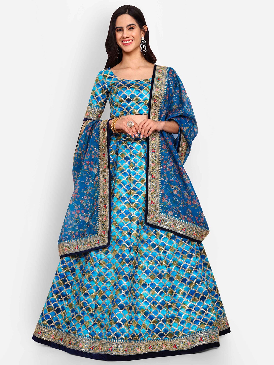 Zeel Clothing Embroidered Semi-Stitched Lehenga & Unstitched Blouse With Dupatta, Blue
Zeel Clothing Embroidered Semi-Stitched Lehenga & Unstitched Blouse With Dupatta, Blue