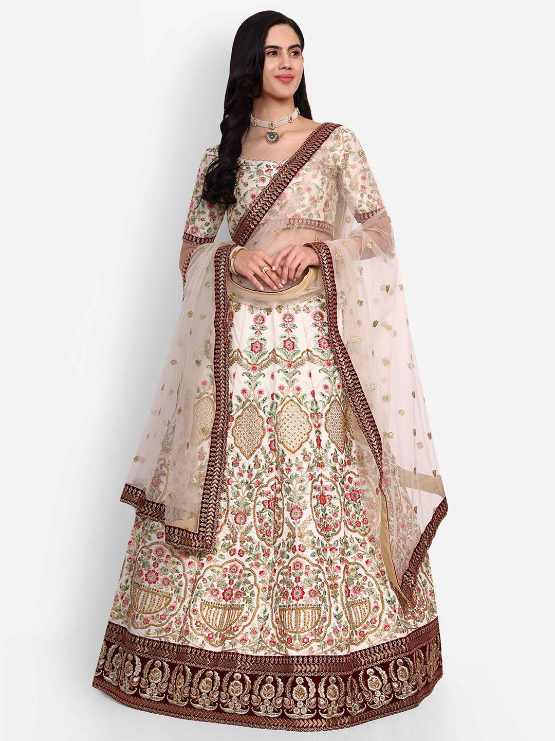 Zeel Clothing Resham Embroidered Semi-Stitched Lehenga & Unstitched Blouse With Dupatta, Off white
Zeel Clothing Resham Embroidered Semi-Stitched Lehenga & Unstitched Blouse With Dupatta, Off white