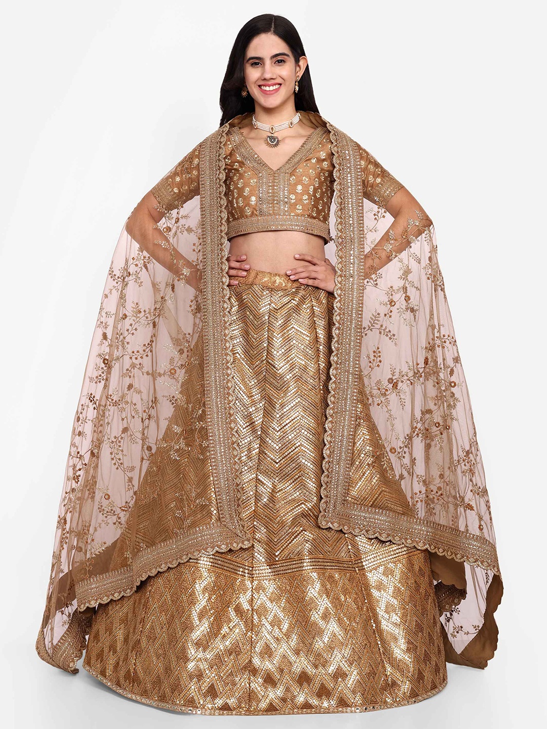 Zeel Clothing Embroidered Kalamkari Semi-Stitched Lehenga & Unstitched Blouse With Dupatta, Gold
Zeel Clothing Embroidered Kalamkari Semi-Stitched Lehenga & Unstitched Blouse With Dupatta, Gold