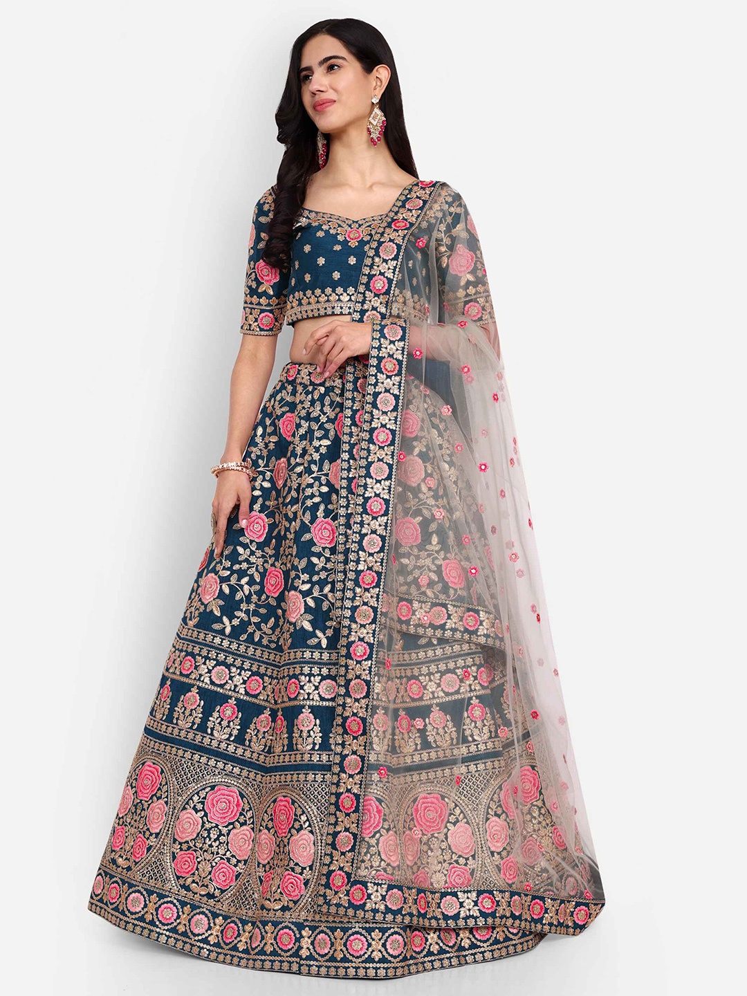 Zeel Clothing Floral Embroidered Semi-Stitched Lehenga & Unstitched Blouse With Dupatta, Blue
Zeel Clothing Floral Embroidered Semi-Stitched Lehenga & Unstitched Blouse With Dupatta, Blue
