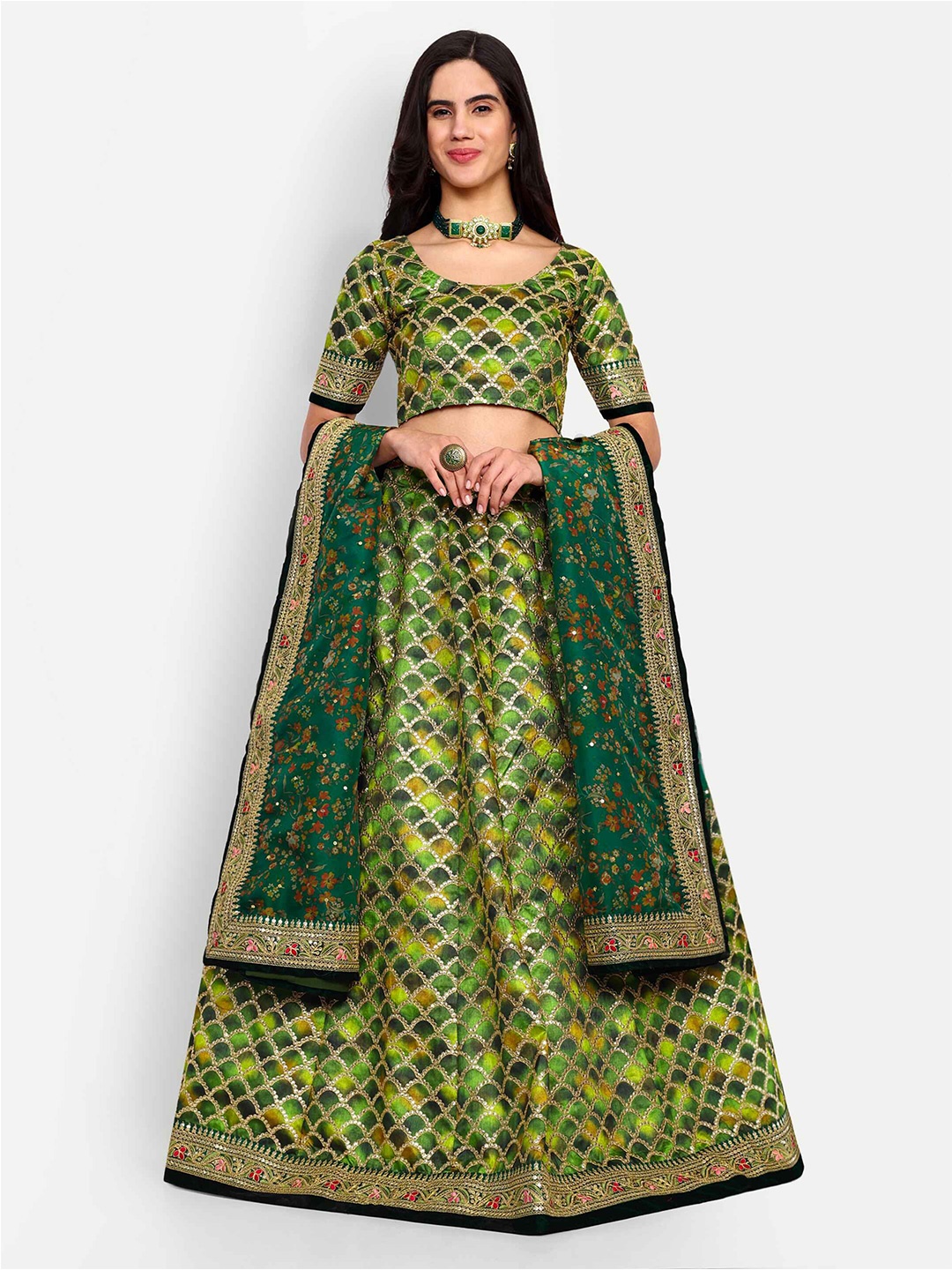 Zeel Clothing Embroidered Semi Stitched Lehenga & Unstitched Blouse With Dupatta, Green
Zeel Clothing Embroidered Semi Stitched Lehenga & Unstitched Blouse With Dupatta, Green