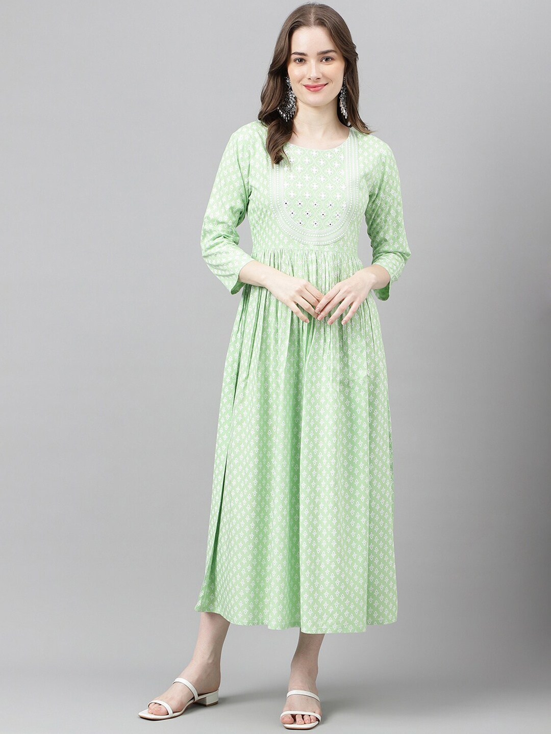 ANANDITA Ethnic Motifs Printed Embroidered Detailed Fit & Flare Midi Ethnic Dress, Green
ANANDITA Ethnic Motifs Printed Embroidered Detailed Fit & Flare Midi Ethnic Dress, Green