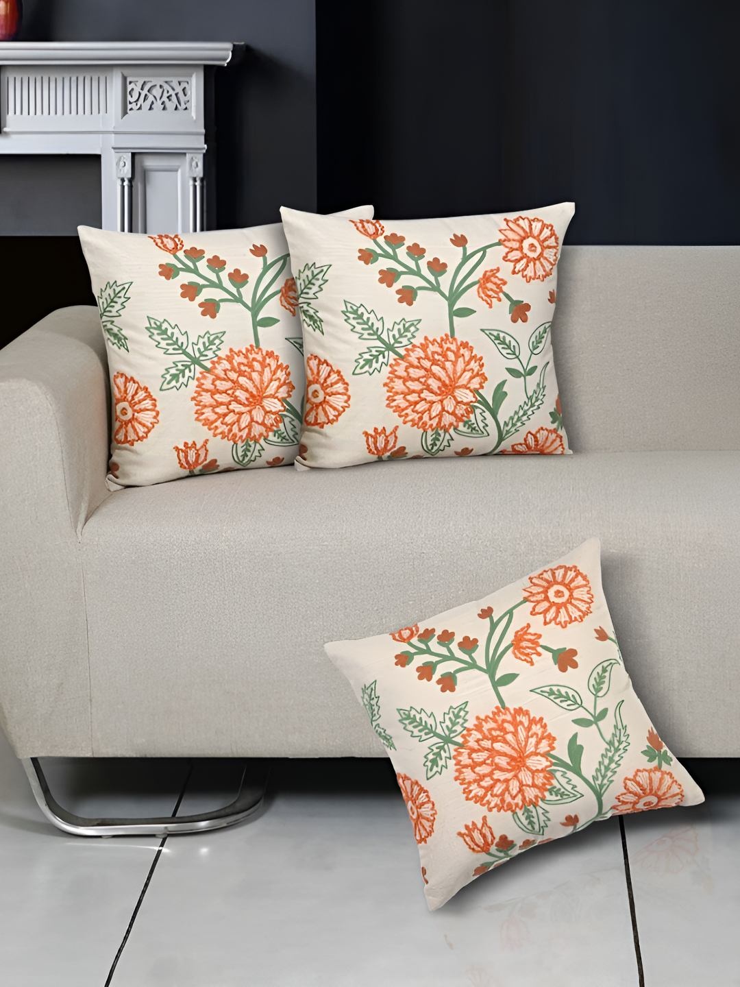 Ode & Cleo Off White & Orange 3 Pieces Embroidered Pure Cotton Square Cushion Covers
Ode & Cleo Off White & Orange 3 Pieces Embroidered Pure Cotton Square Cushion Covers