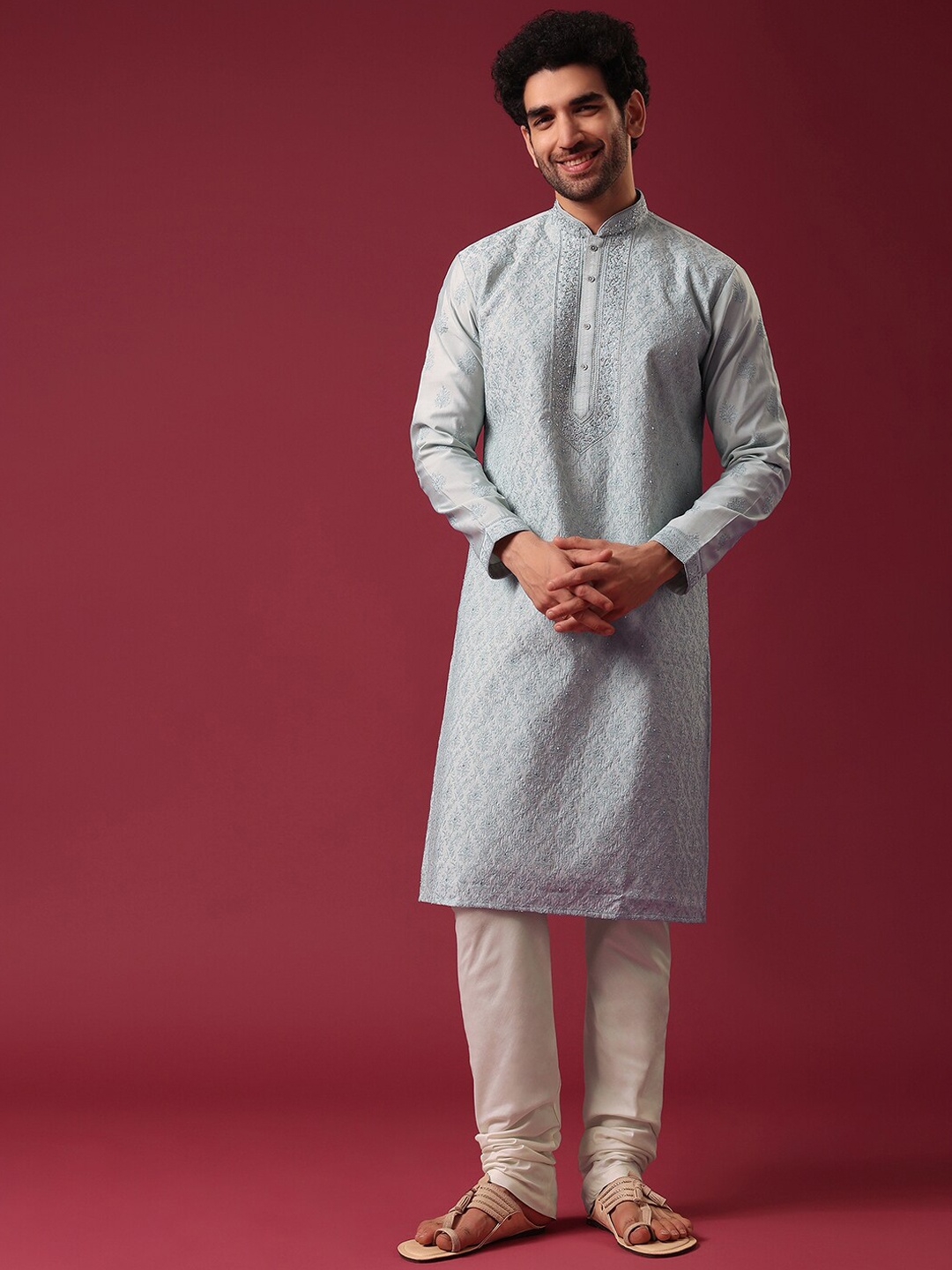 KALKI Fashion Ethnic Motifs Embroidered Regular Pure Silk Kurta with Churidar, Grey
KALKI Fashion Ethnic Motifs Embroidered Regular Pure Silk Kurta with Churidar, Grey
