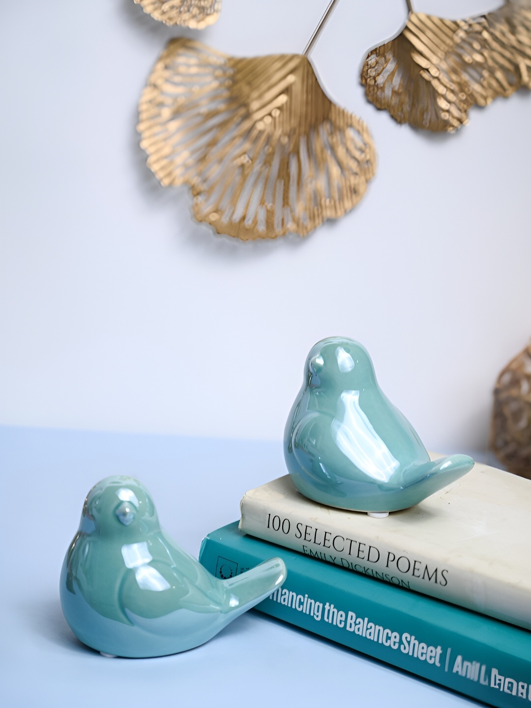 MARKET99 Blue 2 Pieces Ceramic Figurine Showpieces