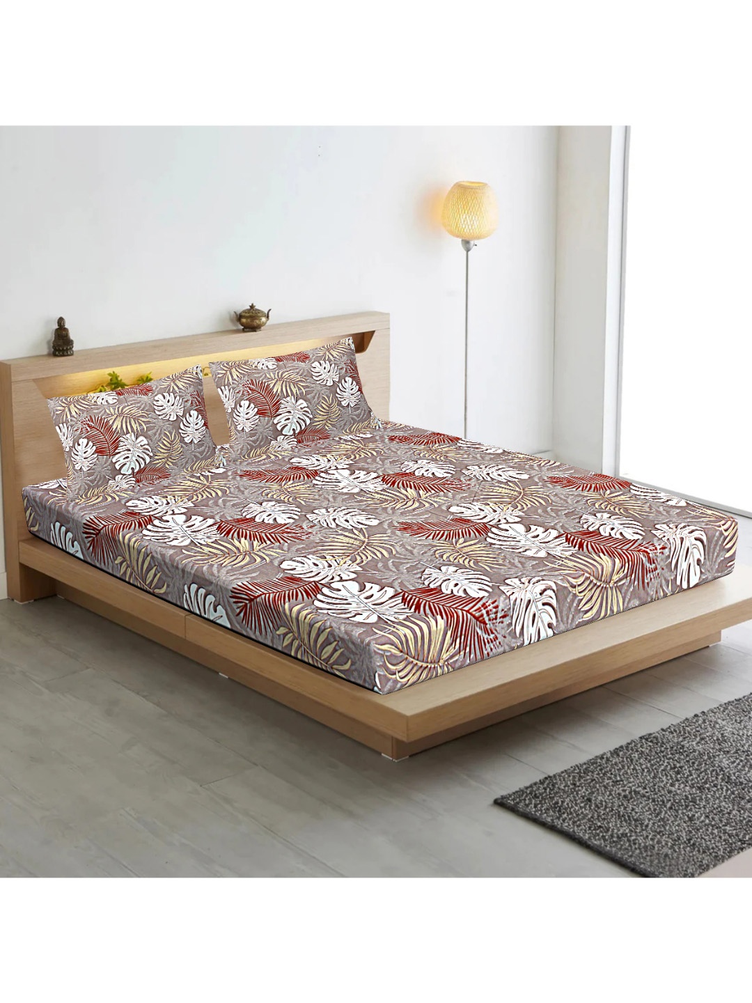 INDHOME LIFE Brown & White Floral Cotton 210 TC Fitted Queen Bedsheet with 2 Pillow Covers
INDHOME LIFE Brown & White Floral Cotton 210 TC Fitted Queen Bedsheet with 2 Pillow Covers
