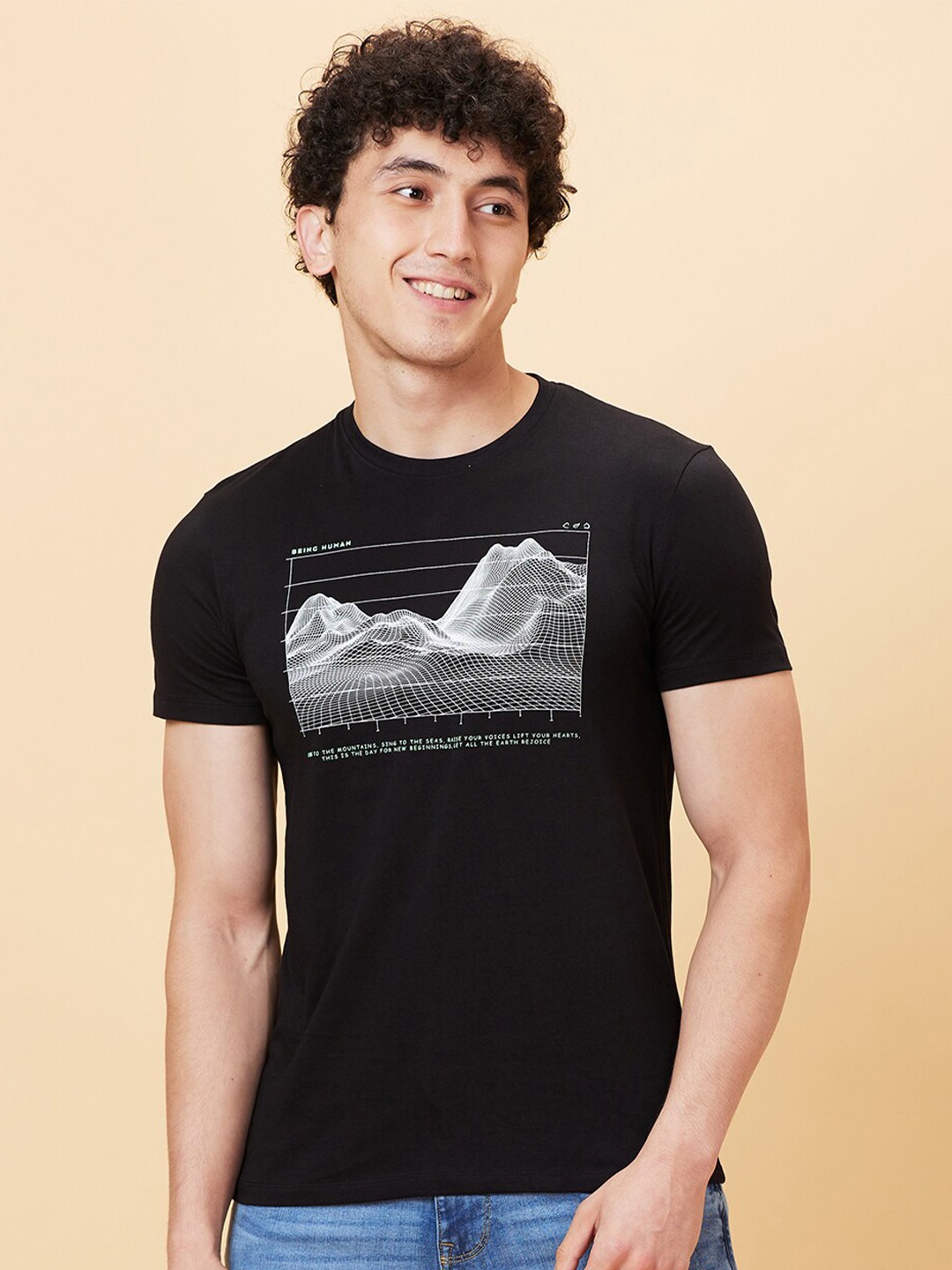 Being Human Graphic Printed Cotton Short Sleeves Applique Slim Fit Casual T-shirt, Black
Being Human Graphic Printed Cotton Short Sleeves Applique Slim Fit Casual T-shirt, Black