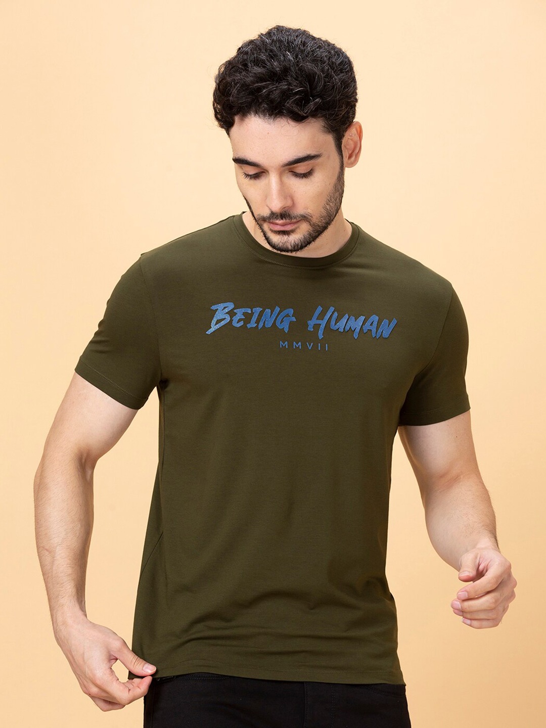 Being Human Typography Printed Round Neck Short Sleeves Cotton Regular Fit T-shirt, Green
Being Human Typography Printed Round Neck Short Sleeves Cotton Regular Fit T-shirt, Green