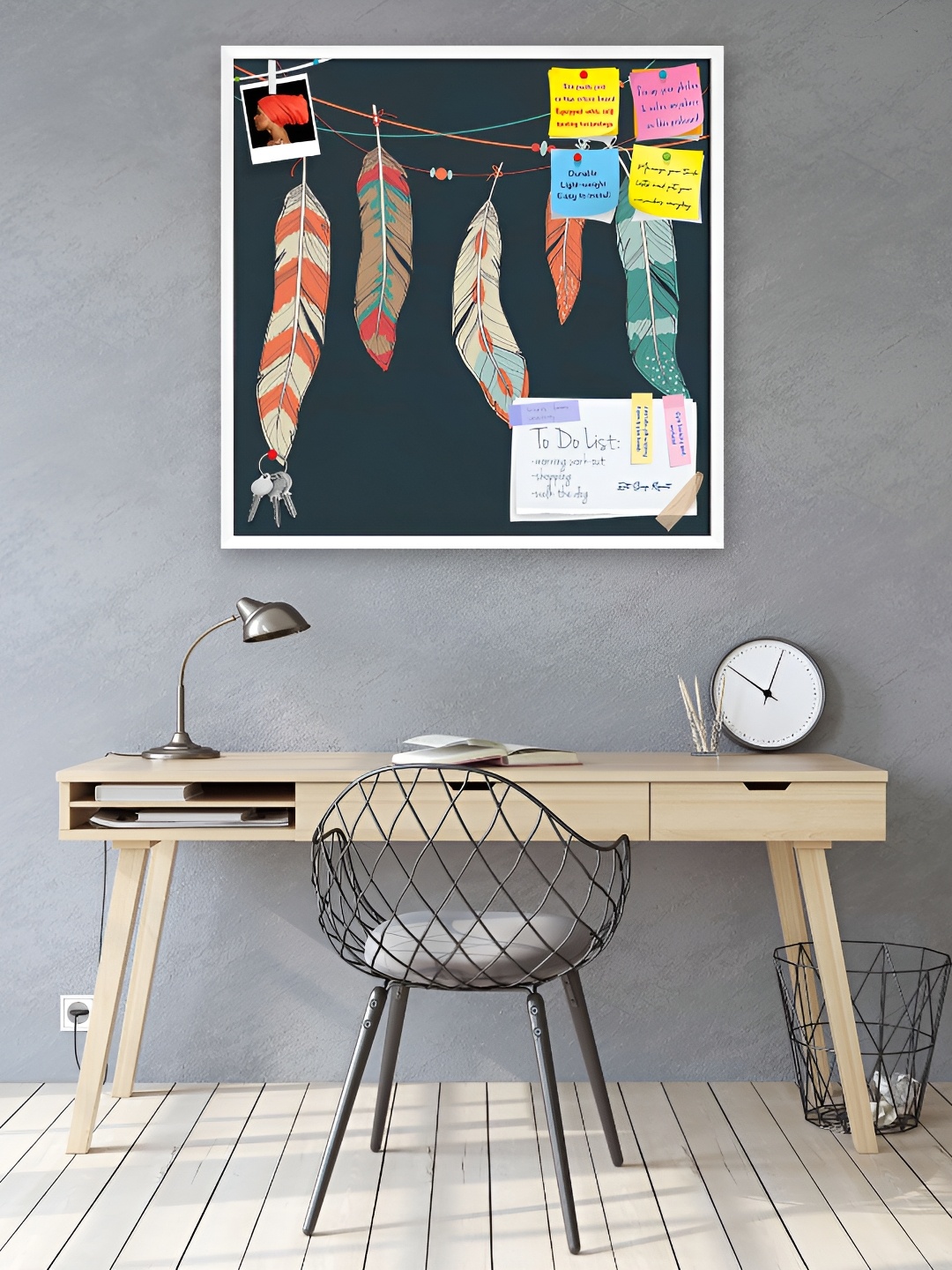 ArtzFolio White Feathers Hanging On Threads Printed Wooden Bulletin Board With Sticky Note
ArtzFolio White Feathers Hanging On Threads Printed Wooden Bulletin Board With Sticky Note