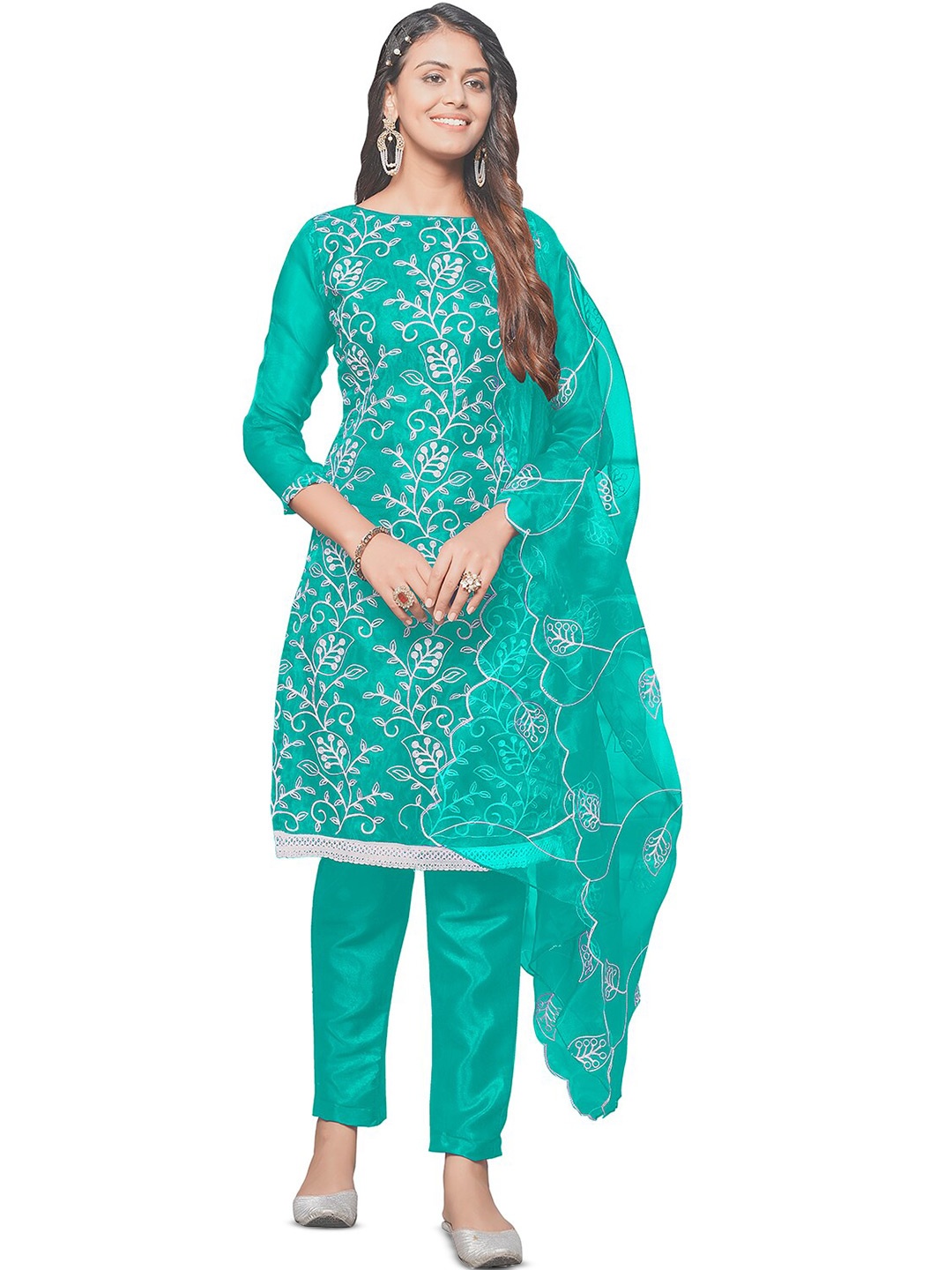 Leeza Store Floral Embroidered Thread Work Organza Unstitched Dress Material, Sea green
Leeza Store Floral Embroidered Thread Work Organza Unstitched Dress Material, Sea green