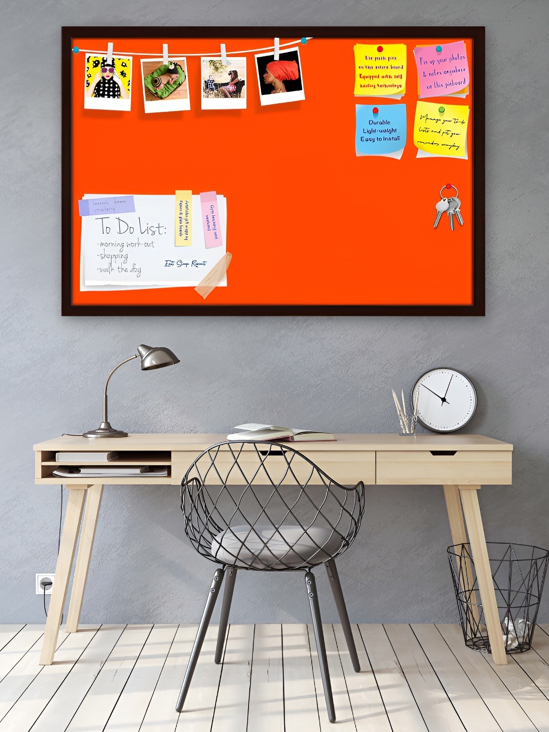 ArtzFolio Brown & Orange Wooden Bulletin Board Wall Decor