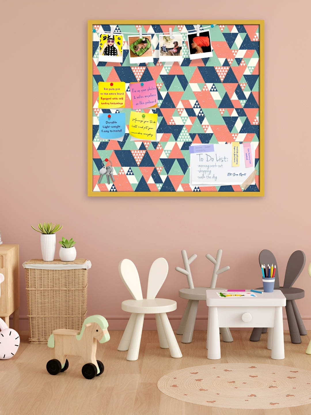 ArtzFolio Colorful Triangles D1 Printed Wooden Bulletin Board With Sticky Notes, Gold
ArtzFolio Colorful Triangles D1 Printed Wooden Bulletin Board With Sticky Notes, Gold