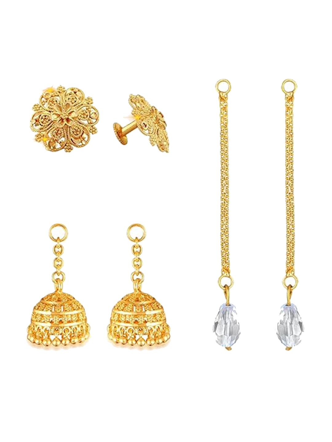 Vighnaharta Set Of 3 Artificial Stones Studded Gold-Plated Contemporary Drop Earrings
Vighnaharta Set Of 3 Artificial Stones Studded Gold-Plated Contemporary Drop Earrings