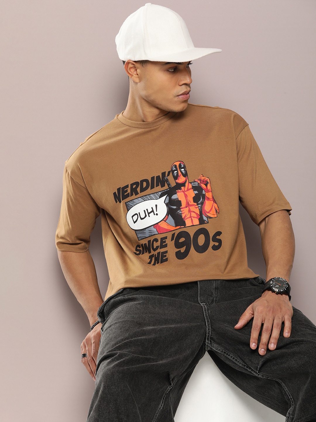Kook N Keech Marvel Printed Drop-Shoulder Sleeves Oversized Pure Cotton T-shirt, Brown
Kook N Keech Marvel Printed Drop-Shoulder Sleeves Oversized Pure Cotton T-shirt, Brown