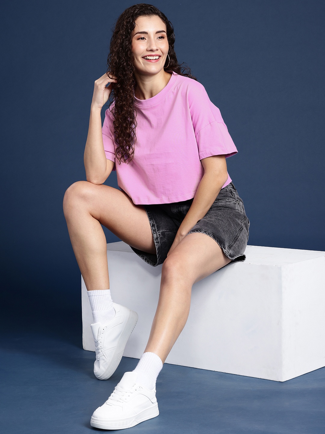Mast & Harbour Drop-Shoulder Sleeves Oversized Bio Finish Pure Cotton Crop T-shirt, Lavender
Mast & Harbour Drop-Shoulder Sleeves Oversized Bio Finish Pure Cotton Crop T-shirt, Lavender