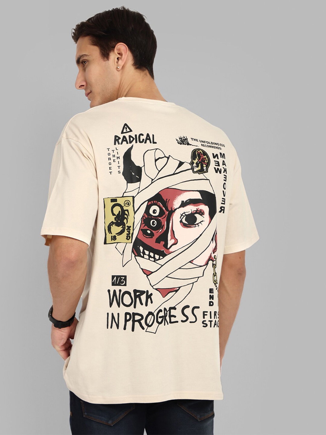 TOMHIDDLE Graphic Printed Round Neck Short Sleeves Cotton Oversized T-shirt, Off white
TOMHIDDLE Graphic Printed Round Neck Short Sleeves Cotton Oversized T-shirt, Off white