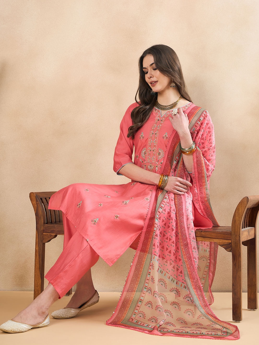 Anouk Women Embroidered Regular Sequinned Kurta with Trousers & With Dupatta, Peach
Anouk Women Embroidered Regular Sequinned Kurta with Trousers & With Dupatta, Peach