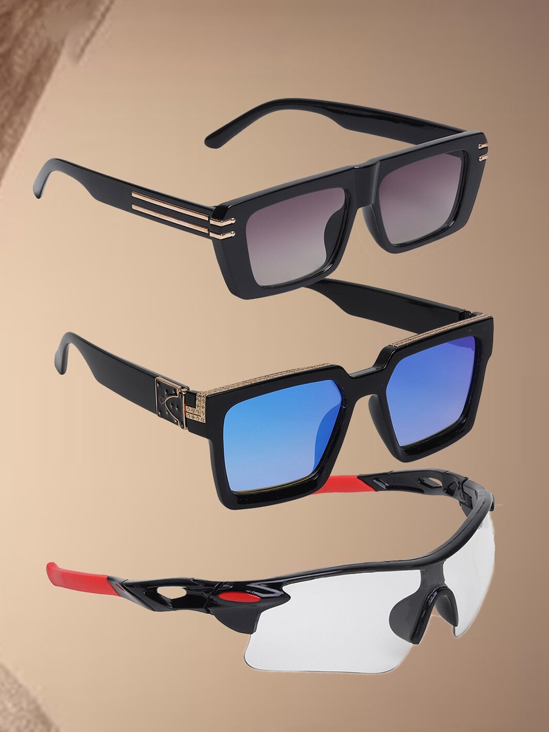 EPICINK hob Unisex Set Of 3 Square Sunglasses with UV Protected Lens EPIC-P3-SN-12, Assorted
EPICINK hob Unisex Set Of 3 Square Sunglasses with UV Protected Lens EPIC-P3-SN-12, Assorted