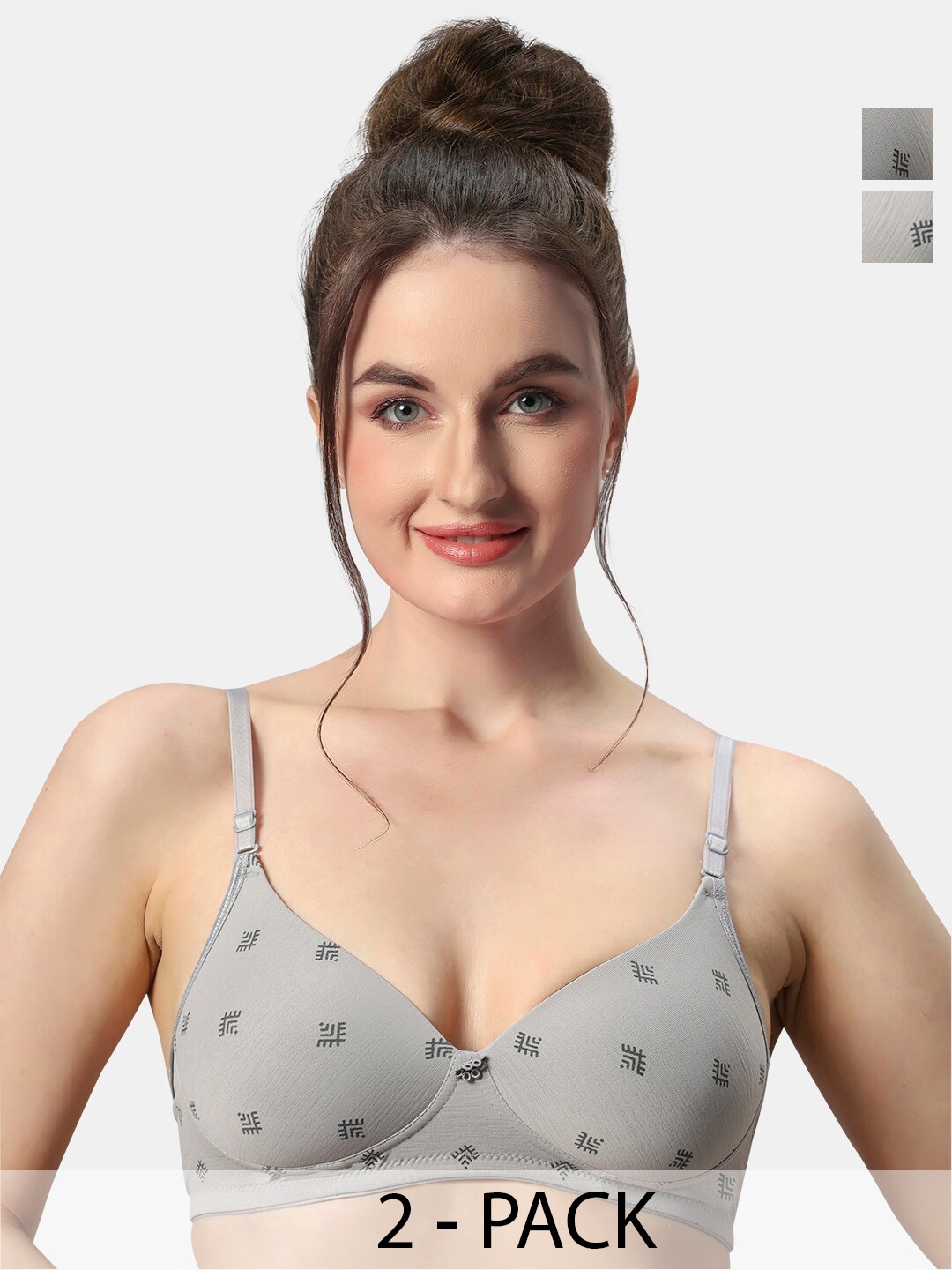 Sonari Avani Pack Of 2 Geometric Printed Lightly Padded T-shirt Bras- All Day Comfort, Grey
Sonari Avani Pack Of 2 Geometric Printed Lightly Padded T-shirt Bras- All Day Comfort, Grey