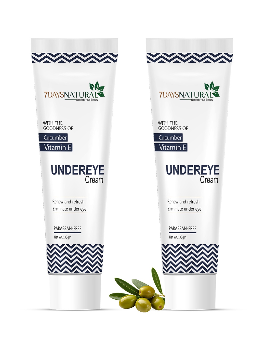 7 DAYS Set of 2 Under Eye Cream with Vitamin E & Cucumber Extract - 30 ml each, White
7 DAYS Set of 2 Under Eye Cream with Vitamin E & Cucumber Extract - 30 ml each, White