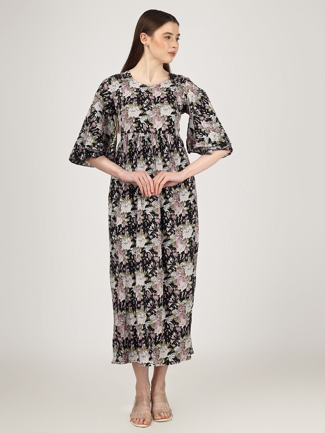 BAESD Floral Printed Gathered Detailed Pure Cotton Maternity Fit & Flare Midi Dress, Black
BAESD Floral Printed Gathered Detailed Pure Cotton Maternity Fit & Flare Midi Dress, Black