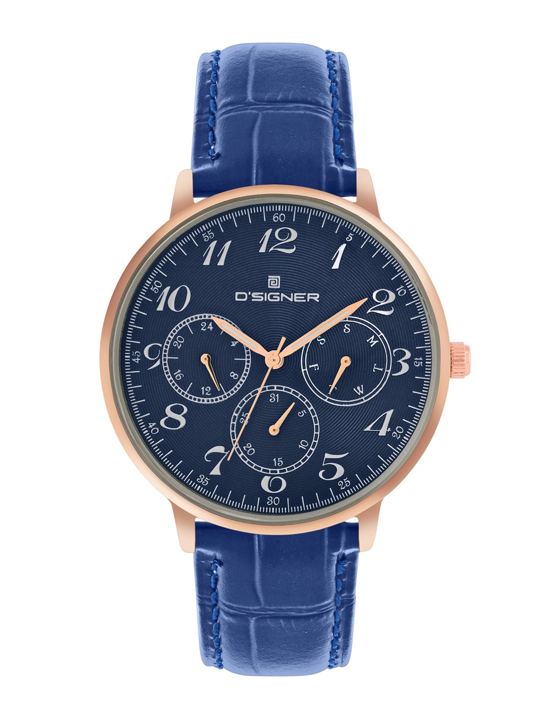 Dsigner Men Brass Embellished Dial & Leather Textured Straps Analogue Watch 838RGL.5G, Blue
Dsigner Men Brass Embellished Dial & Leather Textured Straps Analogue Watch 838RGL.5G, Blue