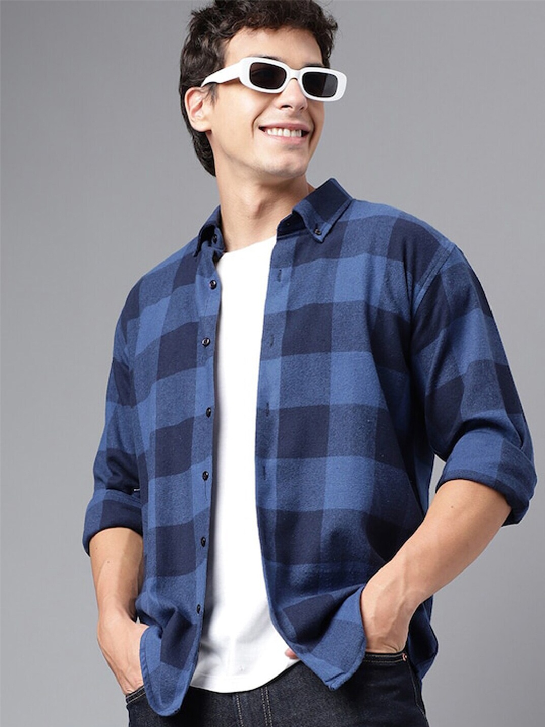 Hancock Comfort Slim Fit Buffalo Checked Button Down Collar Flannel Weave Cotton Shirt, Blue
Hancock Comfort Slim Fit Buffalo Checked Button Down Collar Flannel Weave Cotton Shirt, Blue