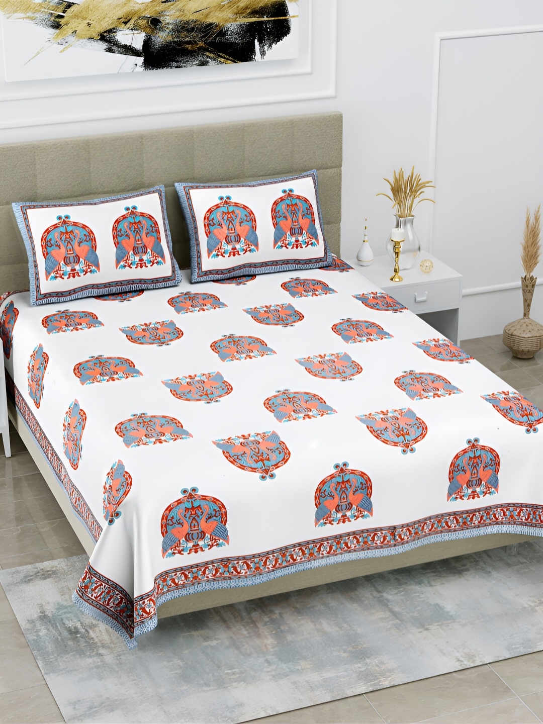 POORAK Maroon & White Ethnic Motifs Cotton 144 TC King Bedsheet with 2 Pillow Covers
POORAK Maroon & White Ethnic Motifs Cotton 144 TC King Bedsheet with 2 Pillow Covers
