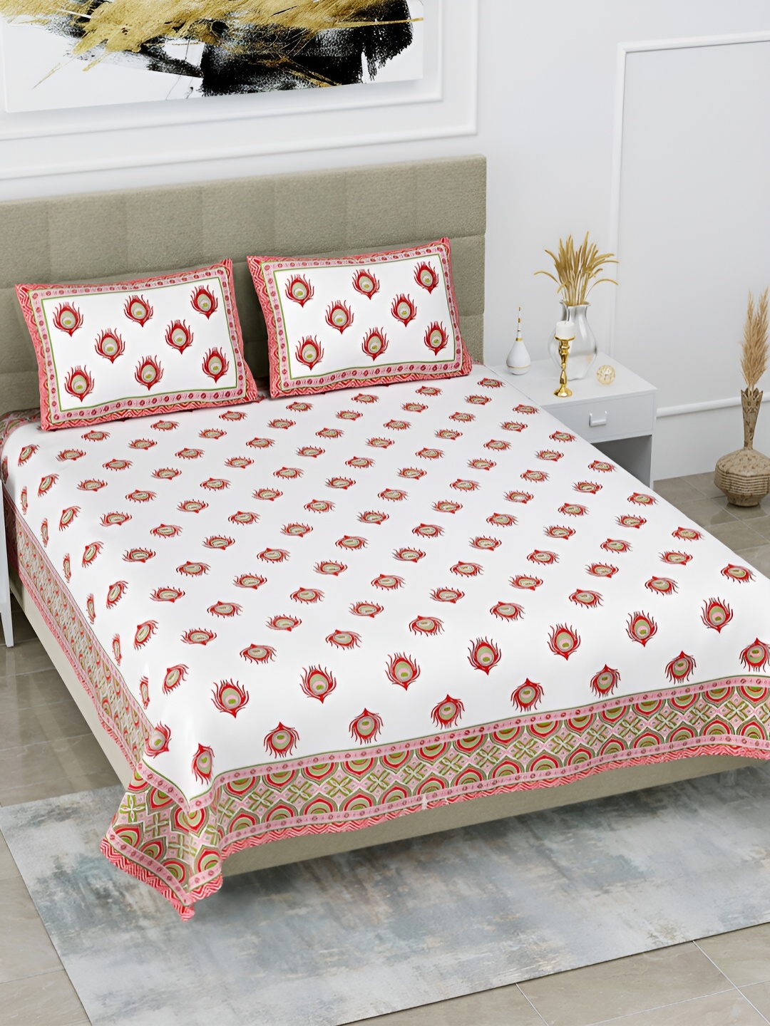 POORAK Maroon & White Ethnic Motifs 144 TC Pure Cotton King Bedsheet With 2 Pillow Covers
POORAK Maroon & White Ethnic Motifs 144 TC Pure Cotton King Bedsheet With 2 Pillow Covers