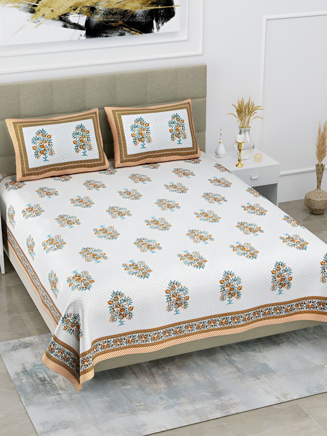 POORAK Brown & White Ethnic Motifs 144 TC Pure Cotton King Bedsheet With 2 Pillow Covers
POORAK Brown & White Ethnic Motifs 144 TC Pure Cotton King Bedsheet With 2 Pillow Covers