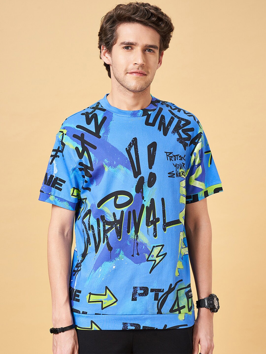 Street 808 by Pantaloons Typography Printed Drop-Shoulder Sleeves Cotton Boxy T-shirt, Blue
Street 808 by Pantaloons Typography Printed Drop-Shoulder Sleeves Cotton Boxy T-shirt, Blue
