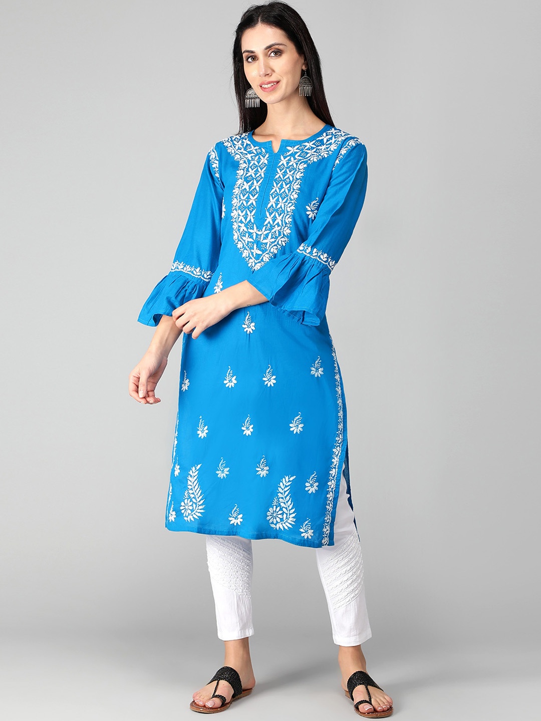 Seva Chikan Ethnic Motifs Printed Thread Work Cotton Lucknowi Chikankari Kurta, Blue
Seva Chikan Ethnic Motifs Printed Thread Work Cotton Lucknowi Chikankari Kurta, Blue