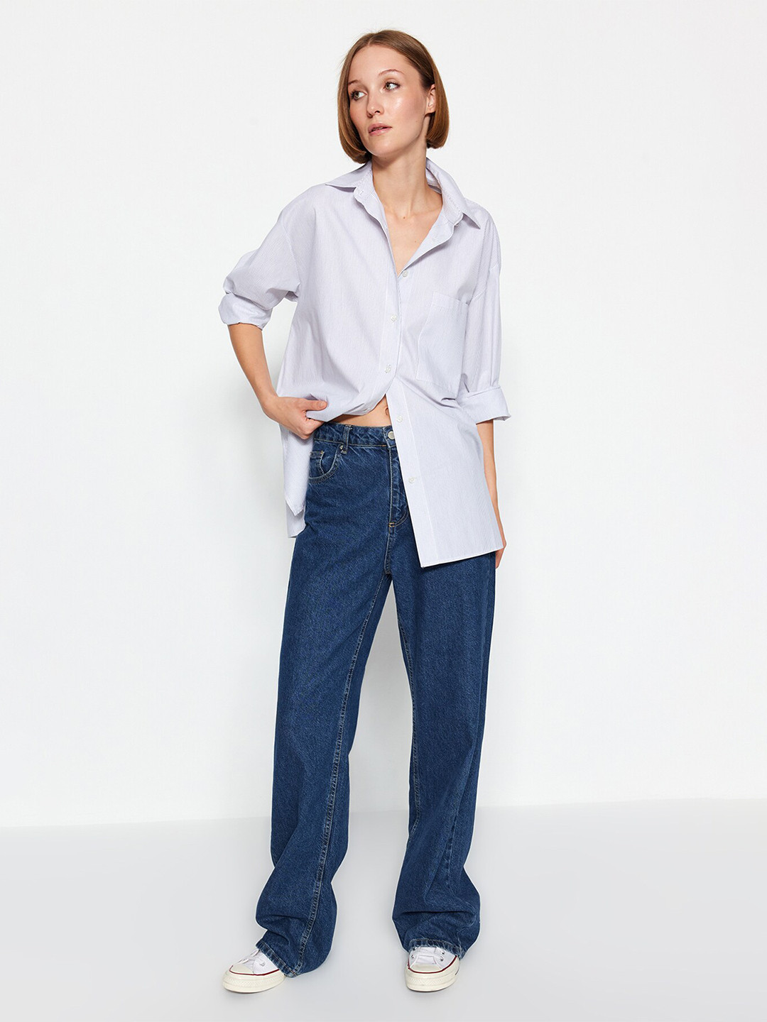 Trendyol Vertical Striped Longline Casual Shirt, White
Trendyol Vertical Striped Longline Casual Shirt, White