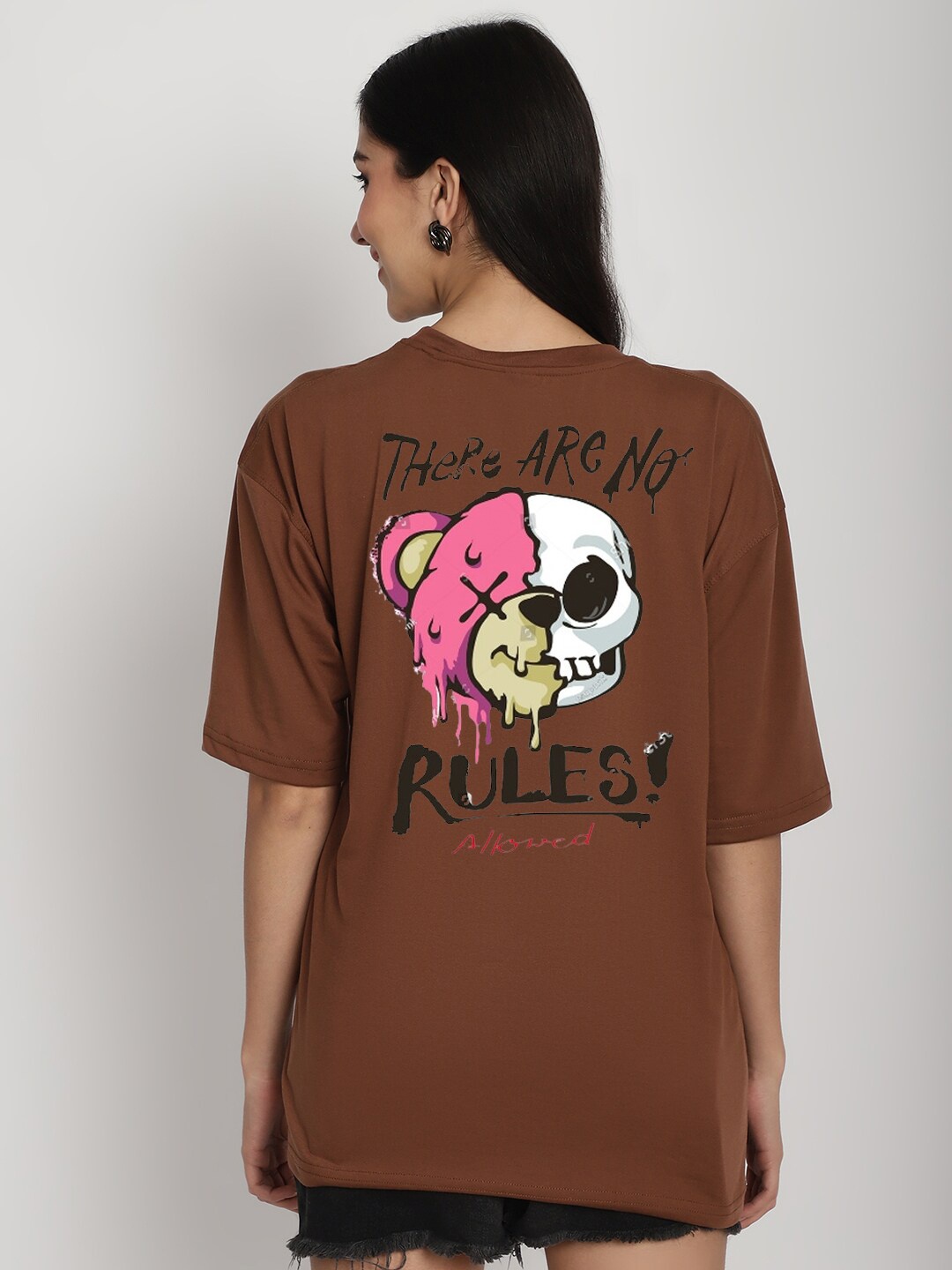 YOU FOREVER Graphic Printed Drop-Shoulder Sleeves Cotton Oversized Longline T-shirt, Brown
YOU FOREVER Graphic Printed Drop-Shoulder Sleeves Cotton Oversized Longline T-shirt, Brown