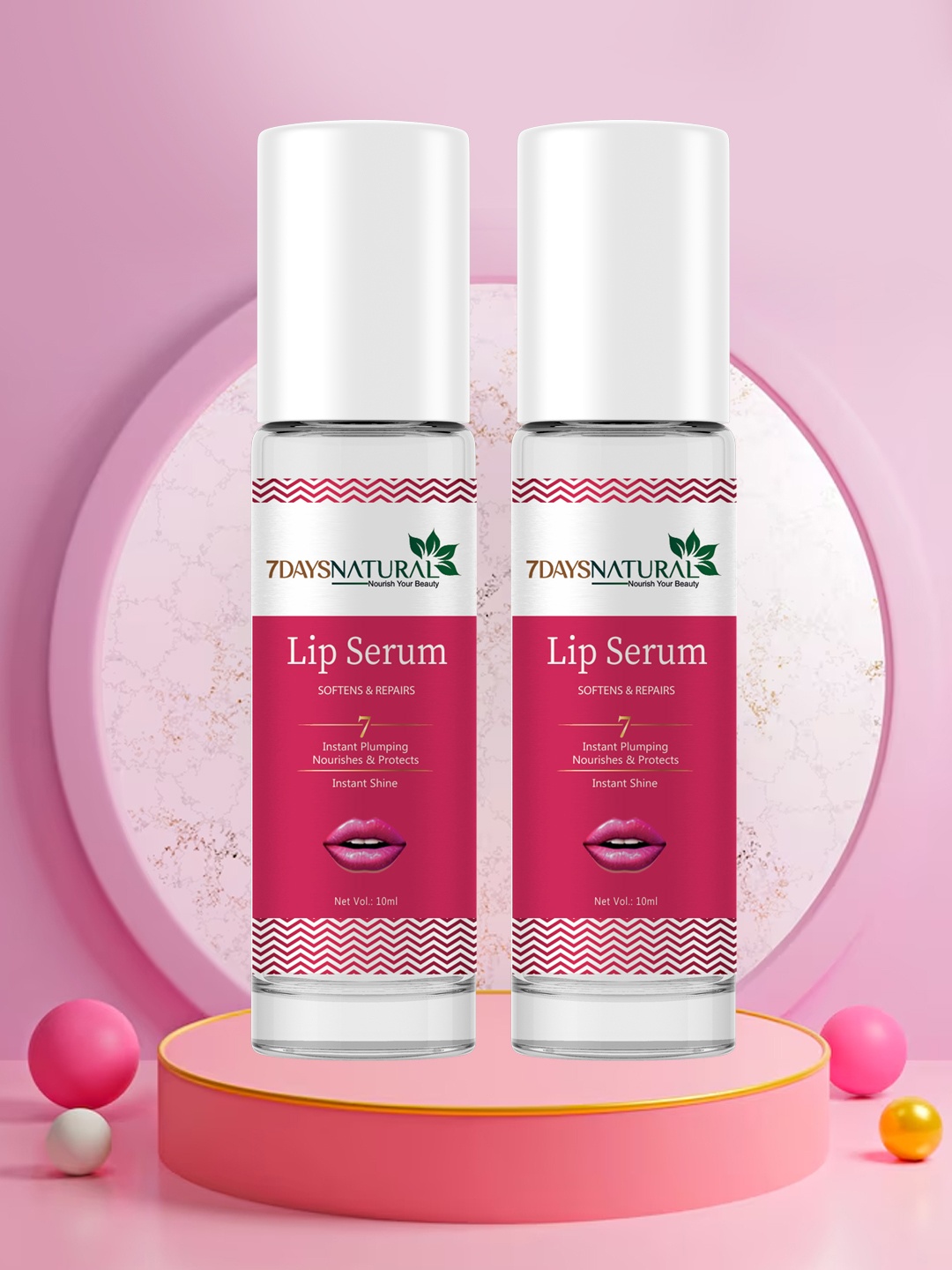 7 DAYS Set of 2 Instant Shine Lip Serum with Vitamin E & Argan Oil - 10 ml each, Pink
7 DAYS Set of 2 Instant Shine Lip Serum with Vitamin E & Argan Oil - 10 ml each, Pink