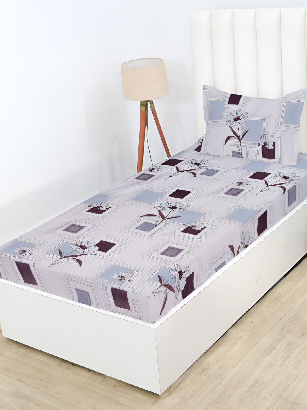 RD TREND Grey & Brown Geometric Cotton 210 TC Fitted Single Bedsheet With 1 Pillow Cover
RD TREND Grey & Brown Geometric Cotton 210 TC Fitted Single Bedsheet With 1 Pillow Cover