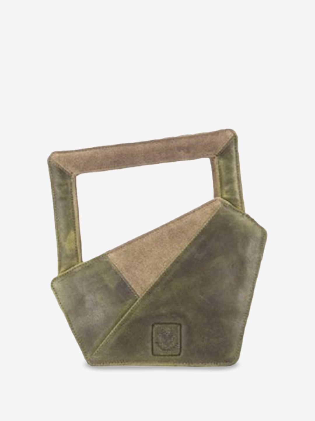 Abelardo De Moda Colourblocked Leather Structured Handheld Bag, Green