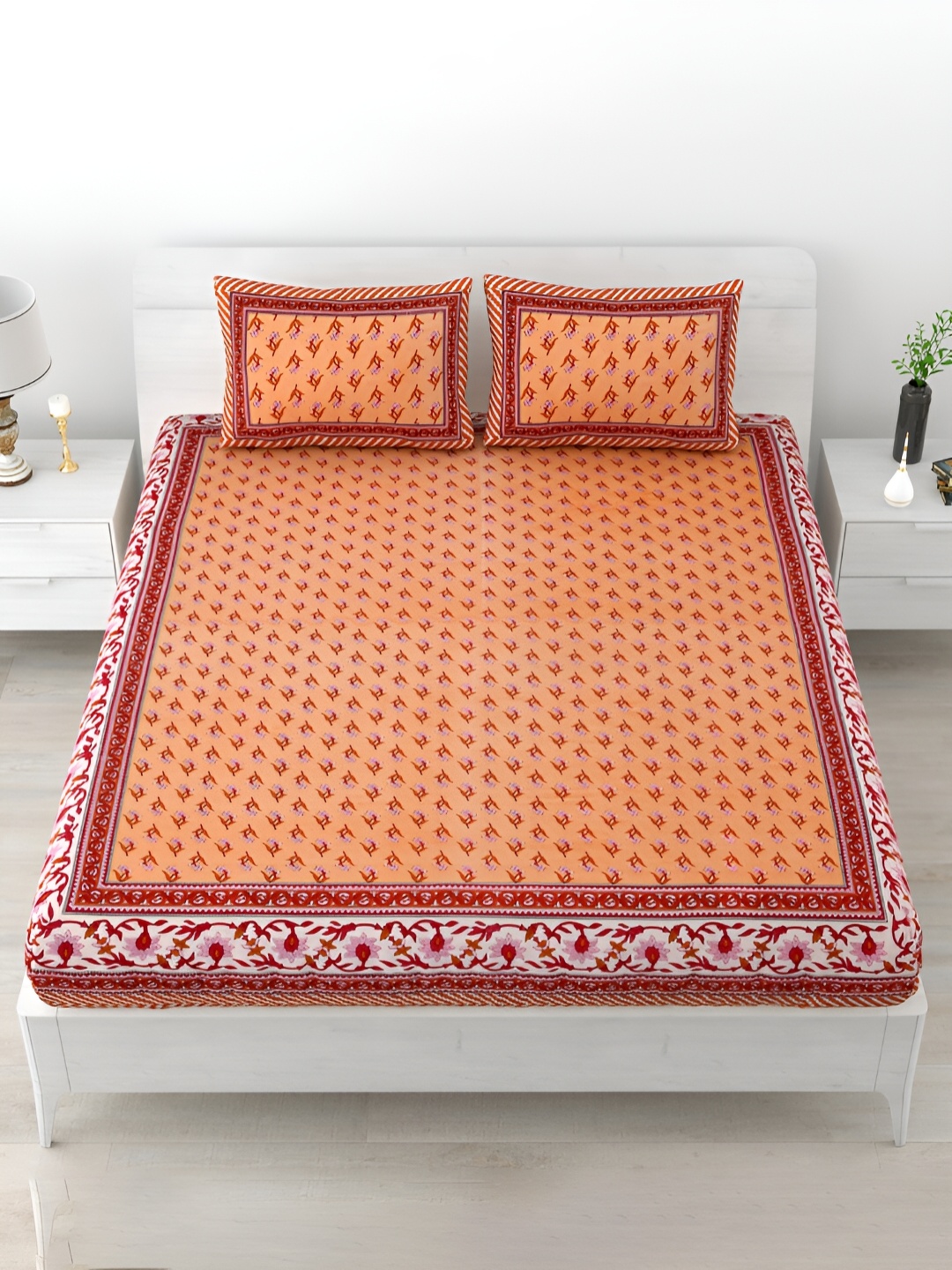 POORAK Yellow & Red Floral Printed 120 TC Cotton King Size Bedsheet with 2 Pillow Covers
POORAK Yellow & Red Floral Printed 120 TC Cotton King Size Bedsheet with 2 Pillow Covers
