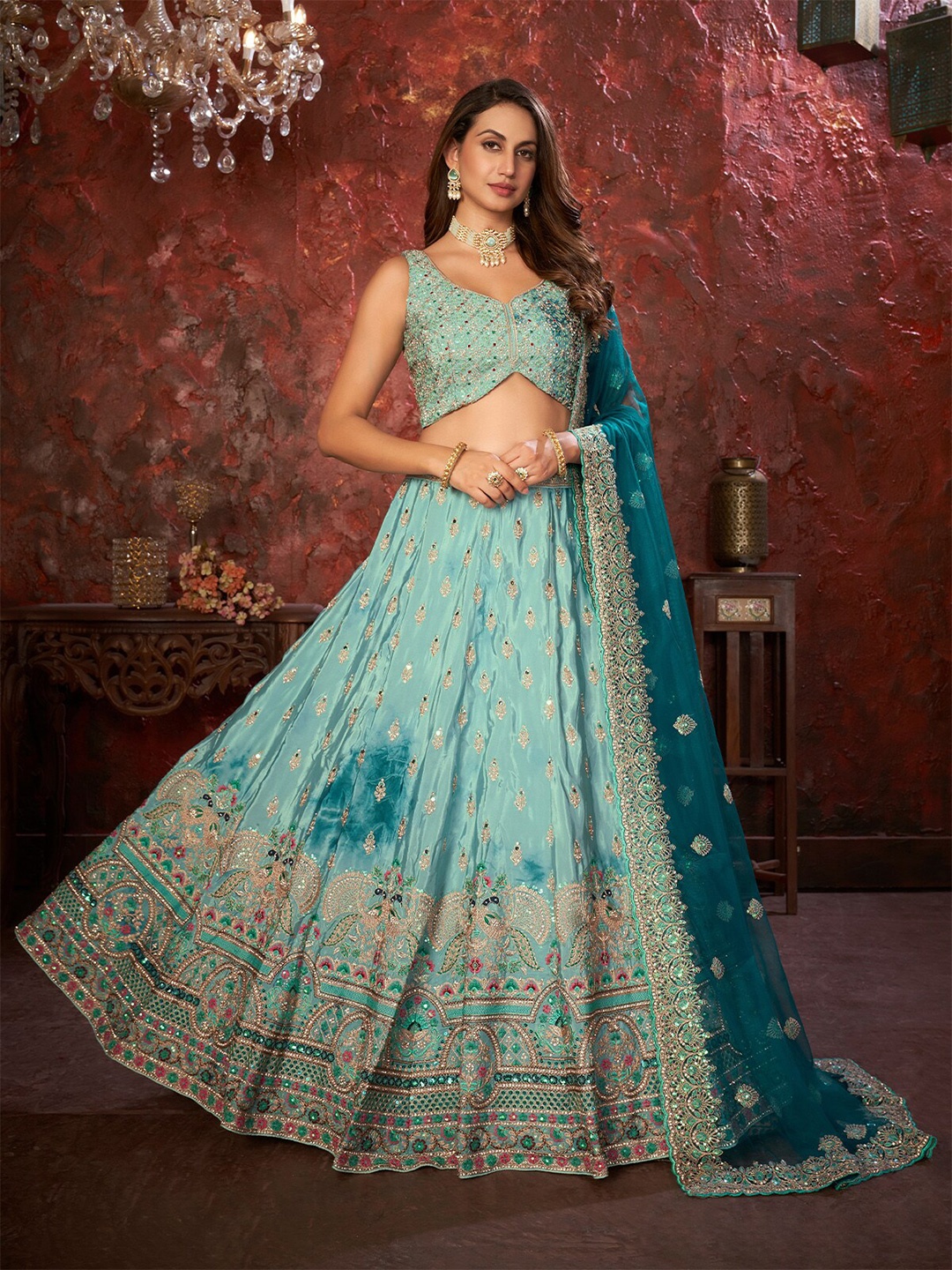 ODETTE Embellished Sequinned Semi-Stitched Lehenga & Unstitched Blouse With Dupatta, Blue
ODETTE Embellished Sequinned Semi-Stitched Lehenga & Unstitched Blouse With Dupatta, Blue