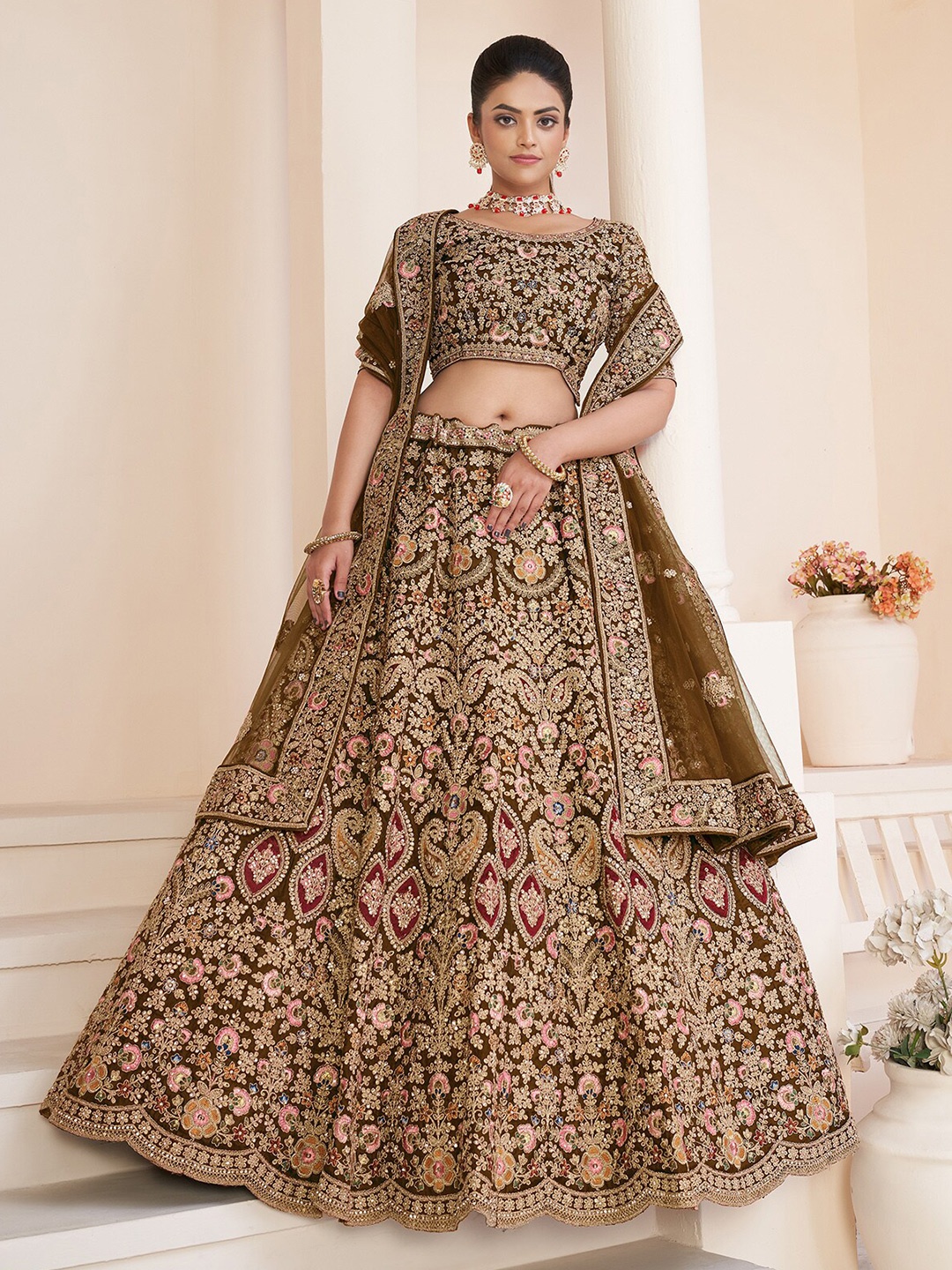 ODETTE Embellished Thread Work Semi-Stitched Lehenga & Unstitched Blouse With Dupatta, Brown
ODETTE Embellished Thread Work Semi-Stitched Lehenga & Unstitched Blouse With Dupatta, Brown