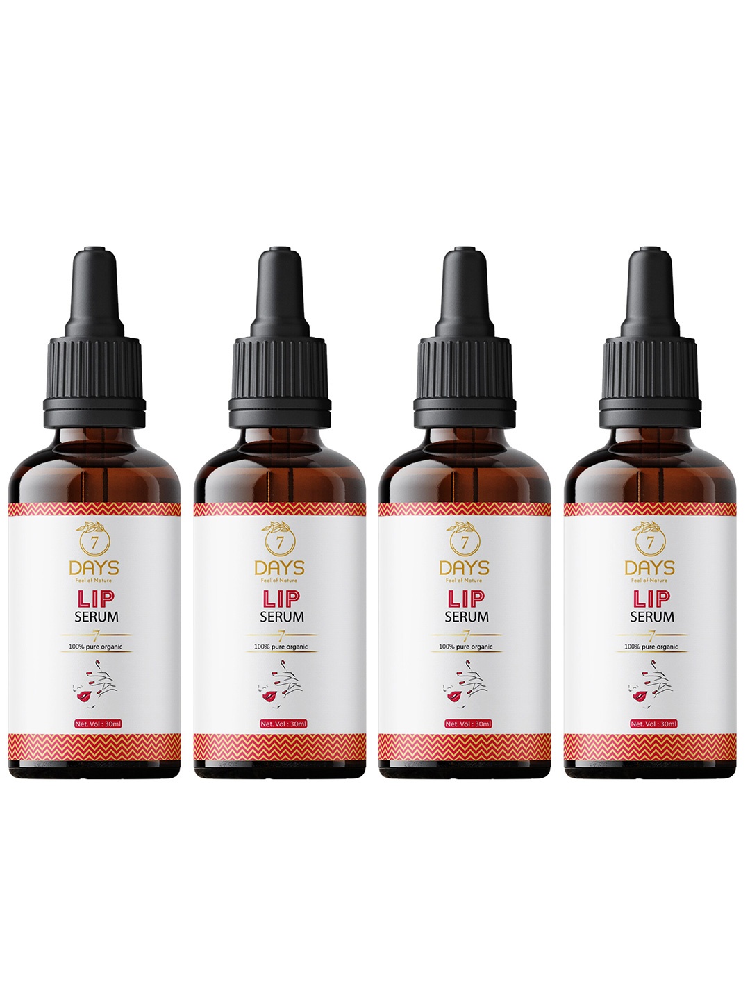 7 DAYS Set of 4 Pure Organic Lip Serum with Vitamin E & Shea Butter - 30 ml each, White
7 DAYS Set of 4 Pure Organic Lip Serum with Vitamin E & Shea Butter - 30 ml each, White