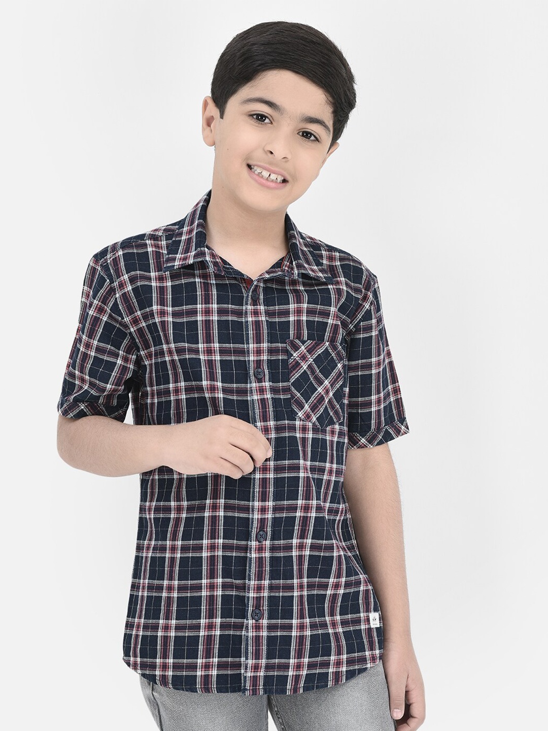 Crimsoune Club Boys Classic Slim Fit Tartan Checked Casual Pure Cotton Shirt, Navy blue
Crimsoune Club Boys Classic Slim Fit Tartan Checked Casual Pure Cotton Shirt, Navy blue