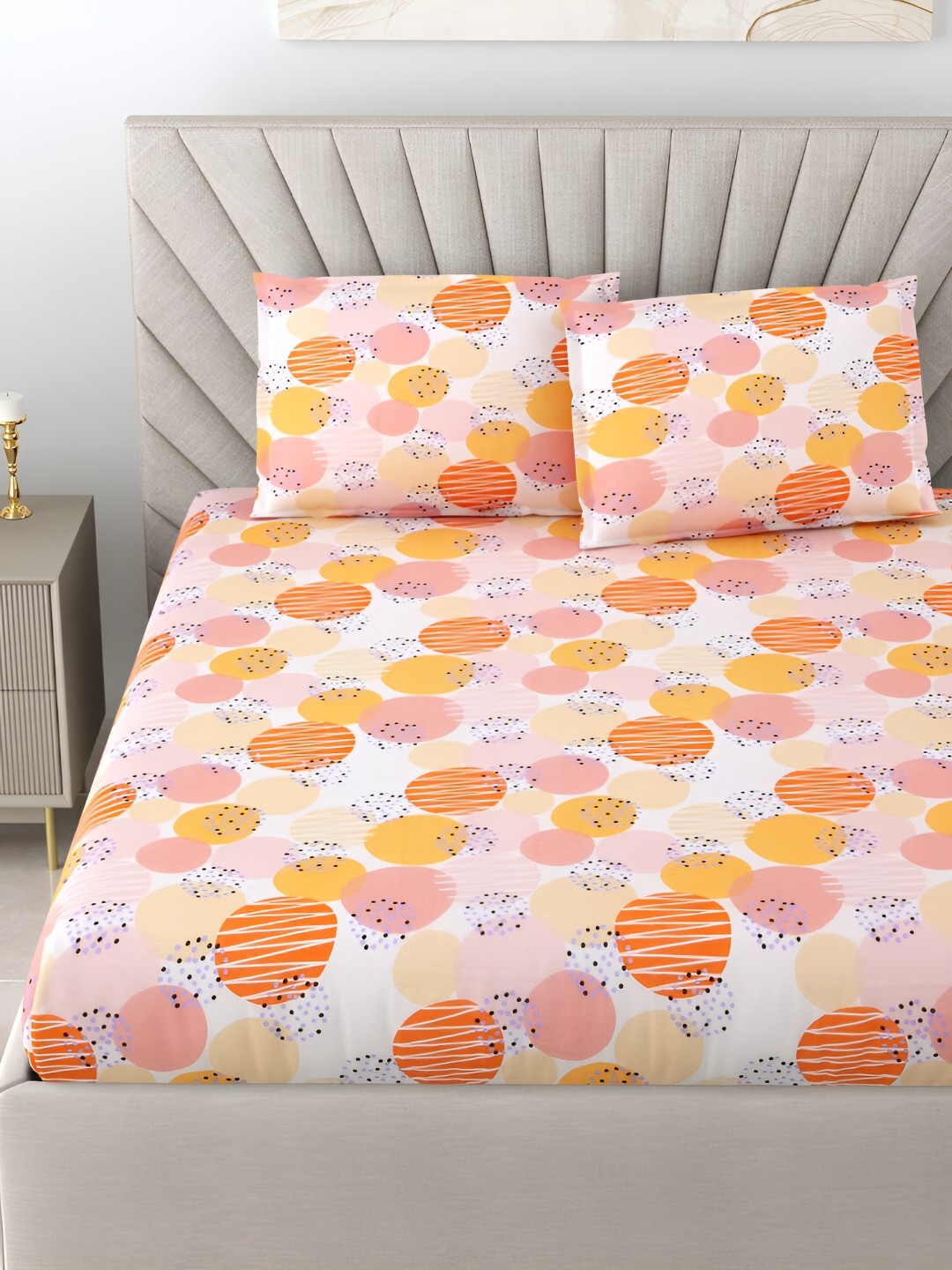 BOMBAY DYEING Orange & Yellow Geometric Cotton 144 TC King Bedsheet with 2 Pillow Covers
BOMBAY DYEING Orange & Yellow Geometric Cotton 144 TC King Bedsheet with 2 Pillow Covers