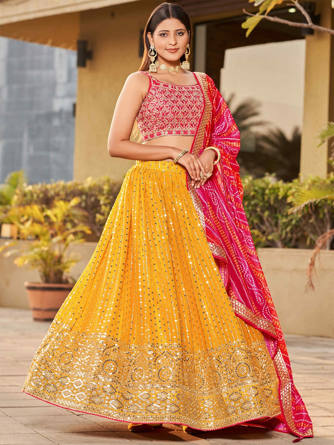 FABPIXEL Ethnic Motifs Embroidered Sequinned Semi-Stitched Lehenga & Blouse With Dupatta, Yellow
FABPIXEL Ethnic Motifs Embroidered Sequinned Semi-Stitched Lehenga & Blouse With Dupatta, Yellow