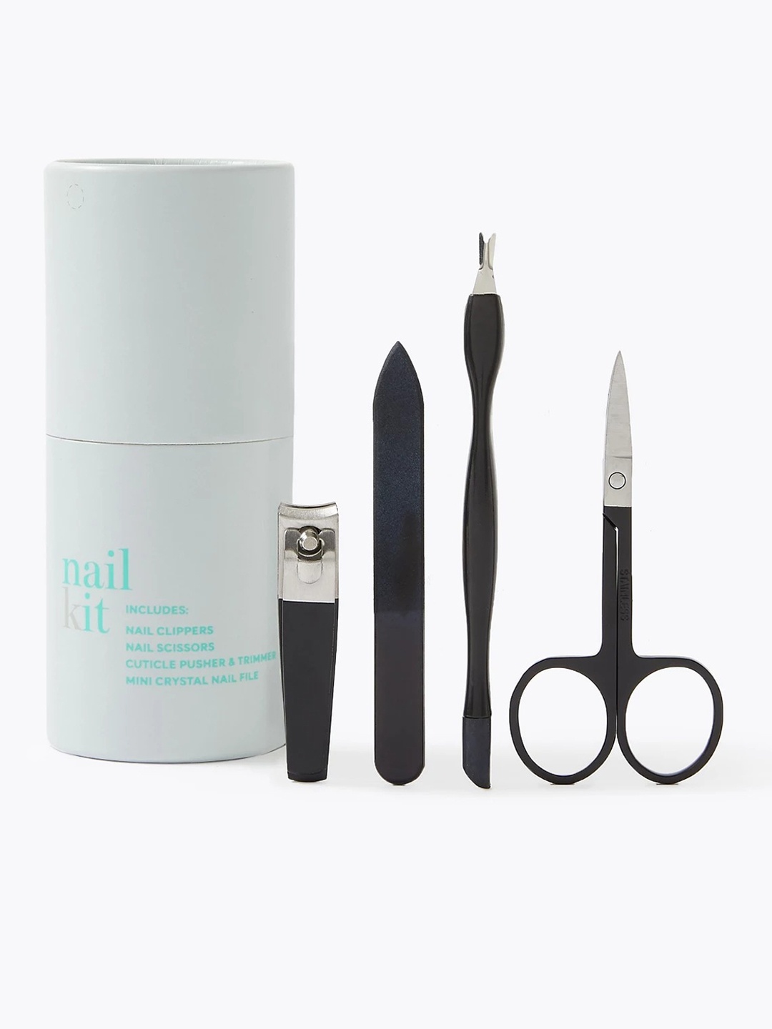 Marks & Spencer Set Of 4 Nail Clippers-Nail Scissor-Crystal Nail File-Cuticle Pusher, Black
Marks & Spencer Set Of 4 Nail Clippers-Nail Scissor-Crystal Nail File-Cuticle Pusher, Black